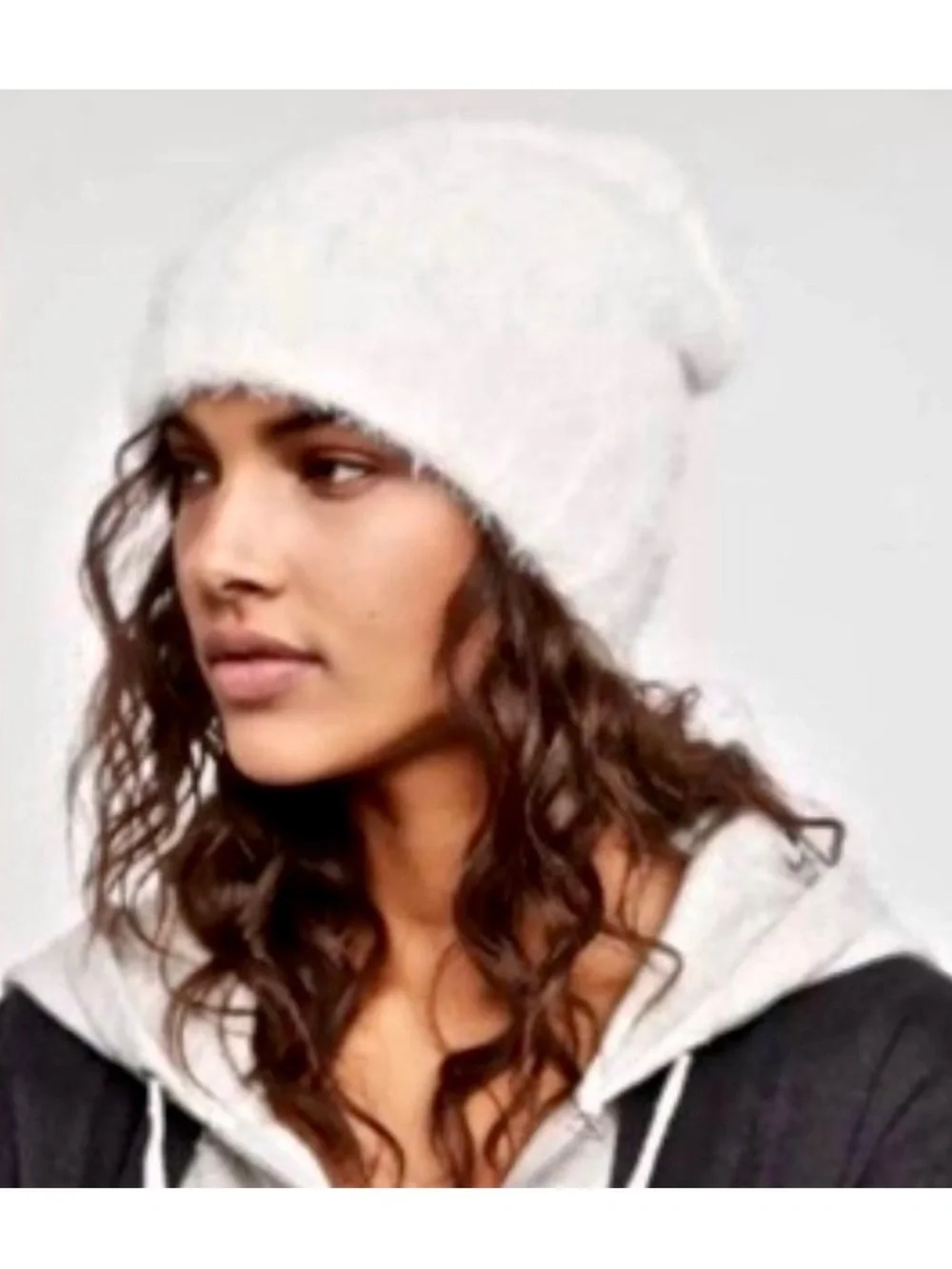 Free People White Fuzzy Winter Hat Women’s OS